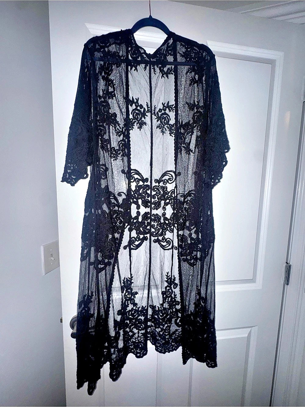 Black Lace Floral Swim Cover-Up Like New